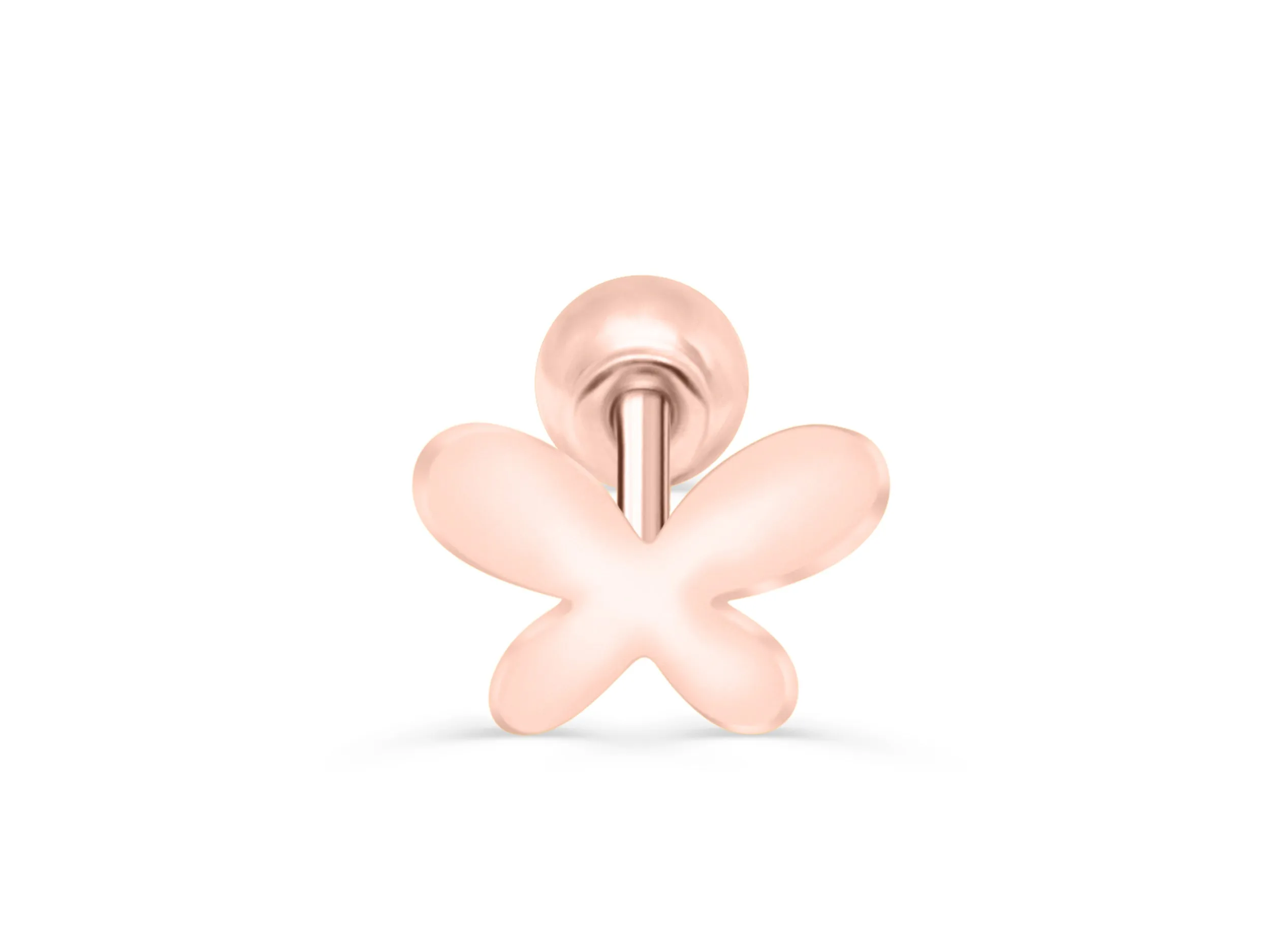 14k Gold Butterfly Barbell Ear Stud Piercing