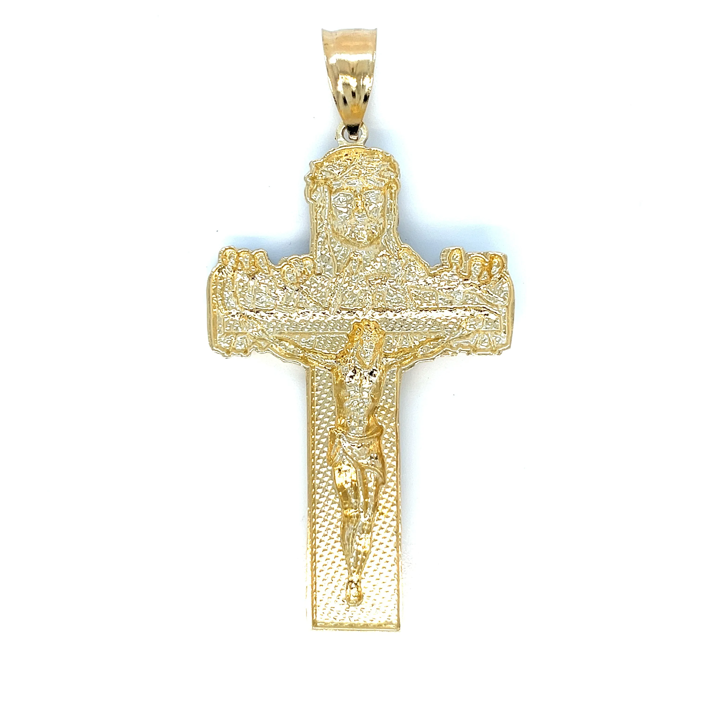 14K Gold Two Tone Jesus Cross Pendant