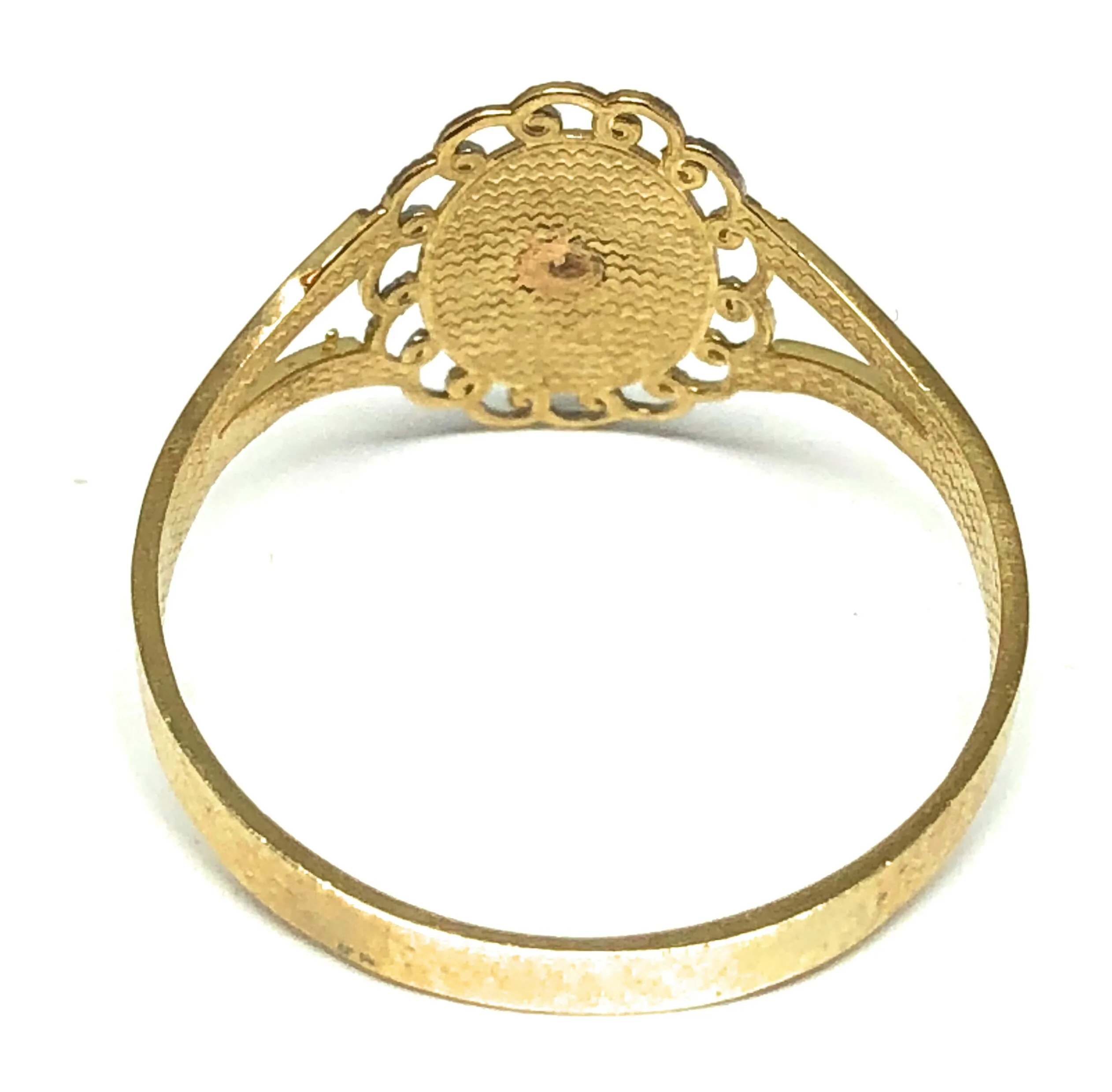 14k Solid Gold Yellow Tri-Color Virrgin Mary Ring