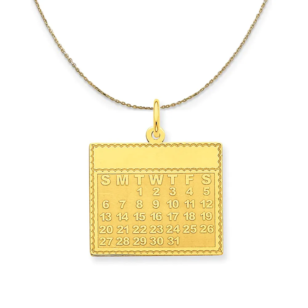 14k Yellow Gold Tuesday Start Perpetual Calendar Necklace