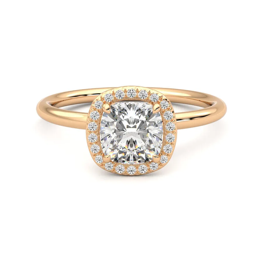 Anillo Scintille Halo Diamante y Oro Rosa 18k