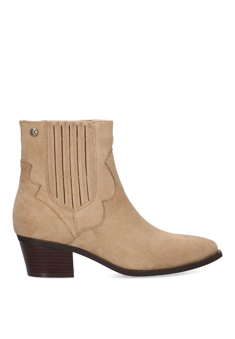 BOTIN CAMPERO DECORADO BREST 01 BEIGE MUJER TACON BAJO