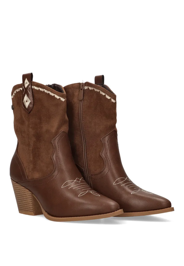 BOTIN CAMPERO PUNTO NIZA  MARRON MUJER TACON MEDIO