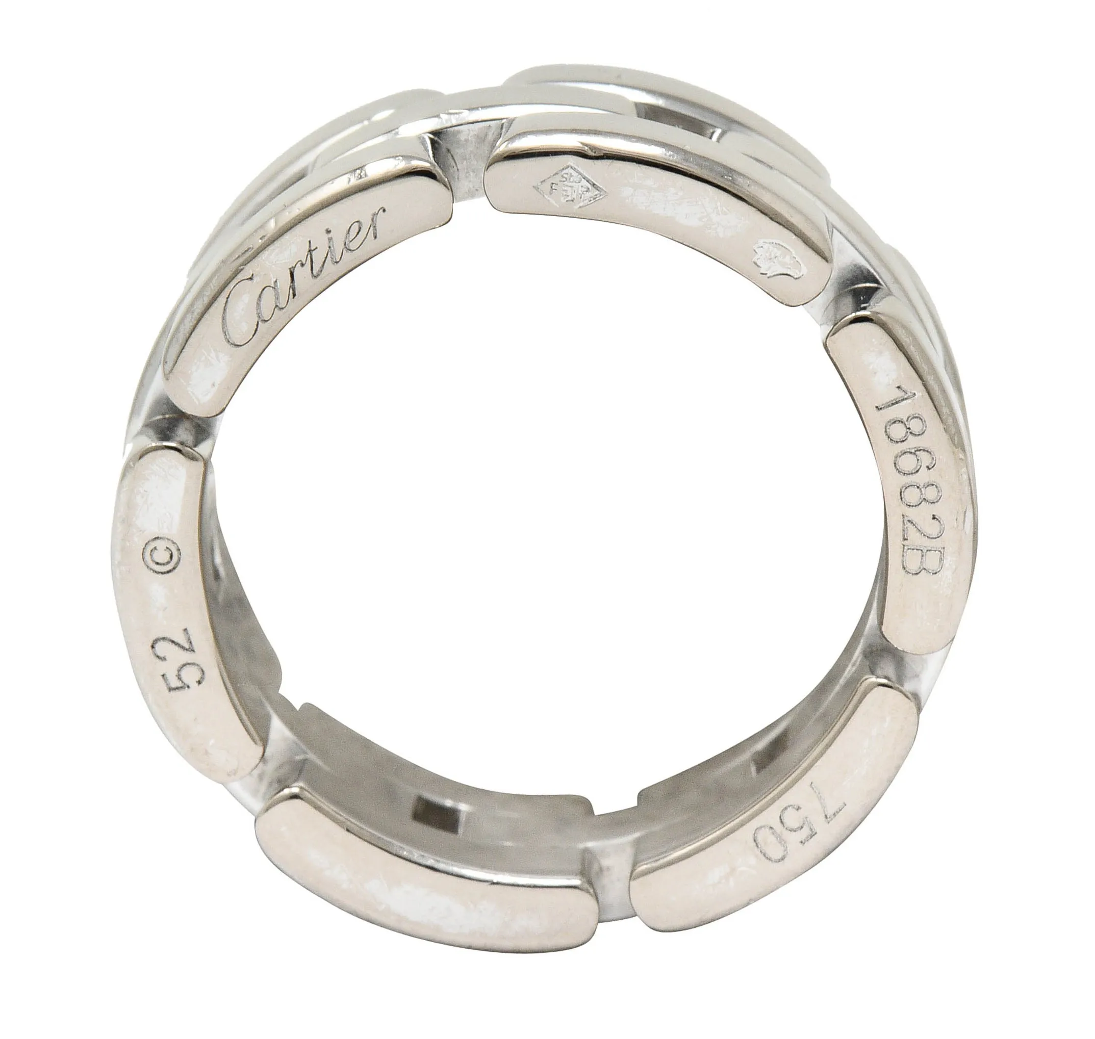 Cartier 18 Karat White Gold French Maillon Panthere Band Ring