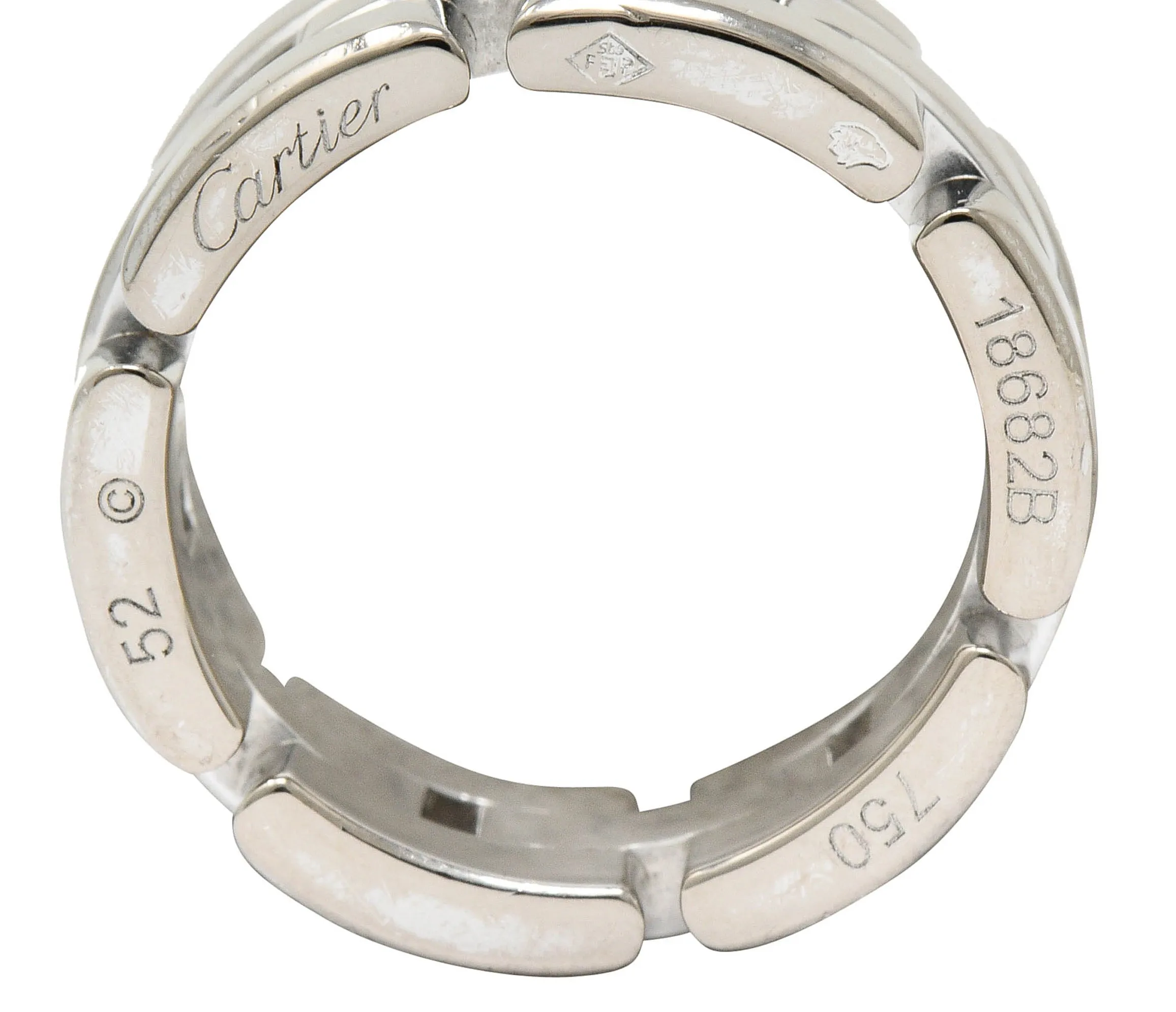 Cartier 18 Karat White Gold French Maillon Panthere Band Ring