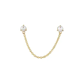 Connected Stud Earring - Pearl / 14k Yellow Gold