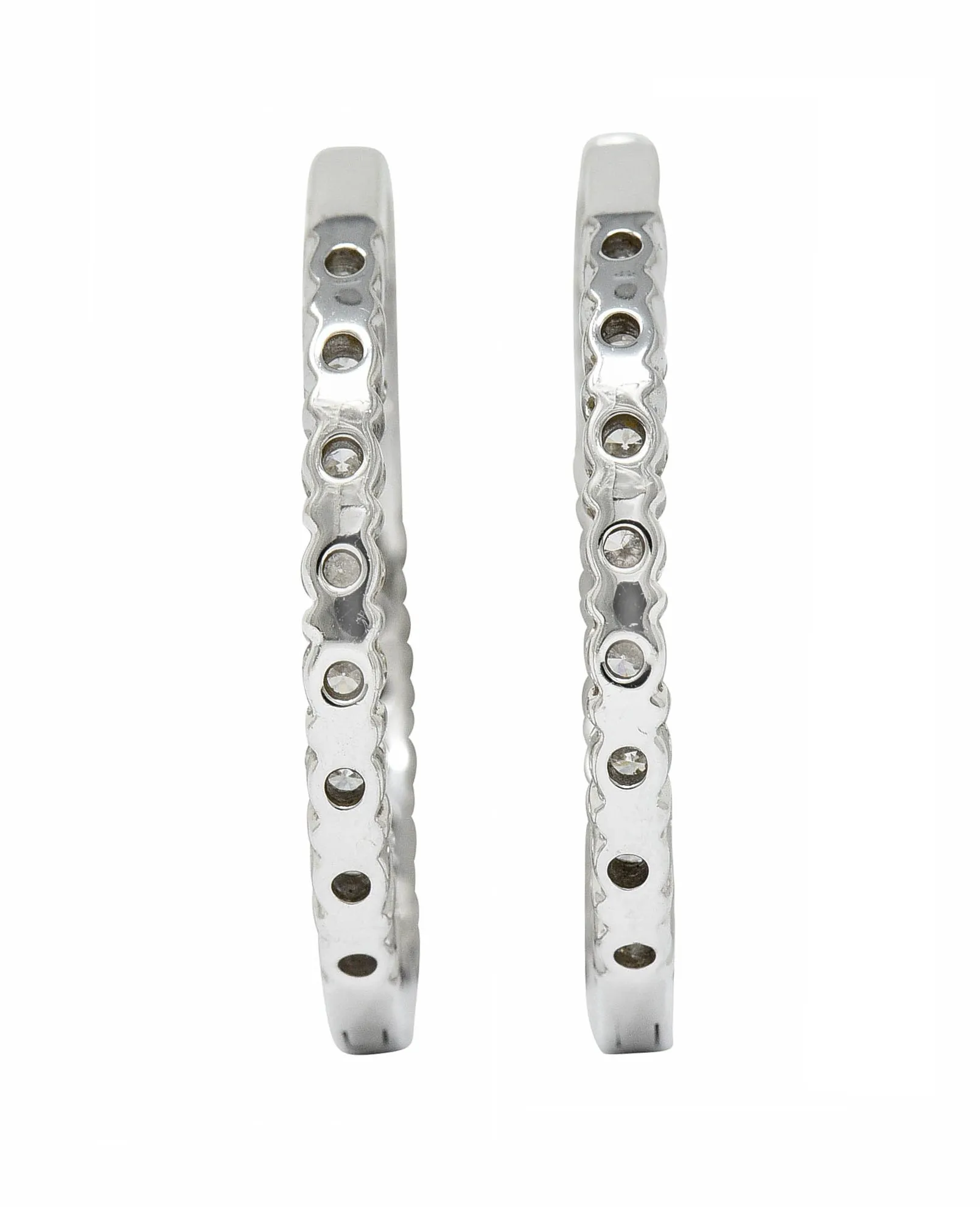 Contemporary 2.25 CTW Diamond 14 Karat White Gold Hoop Earrings