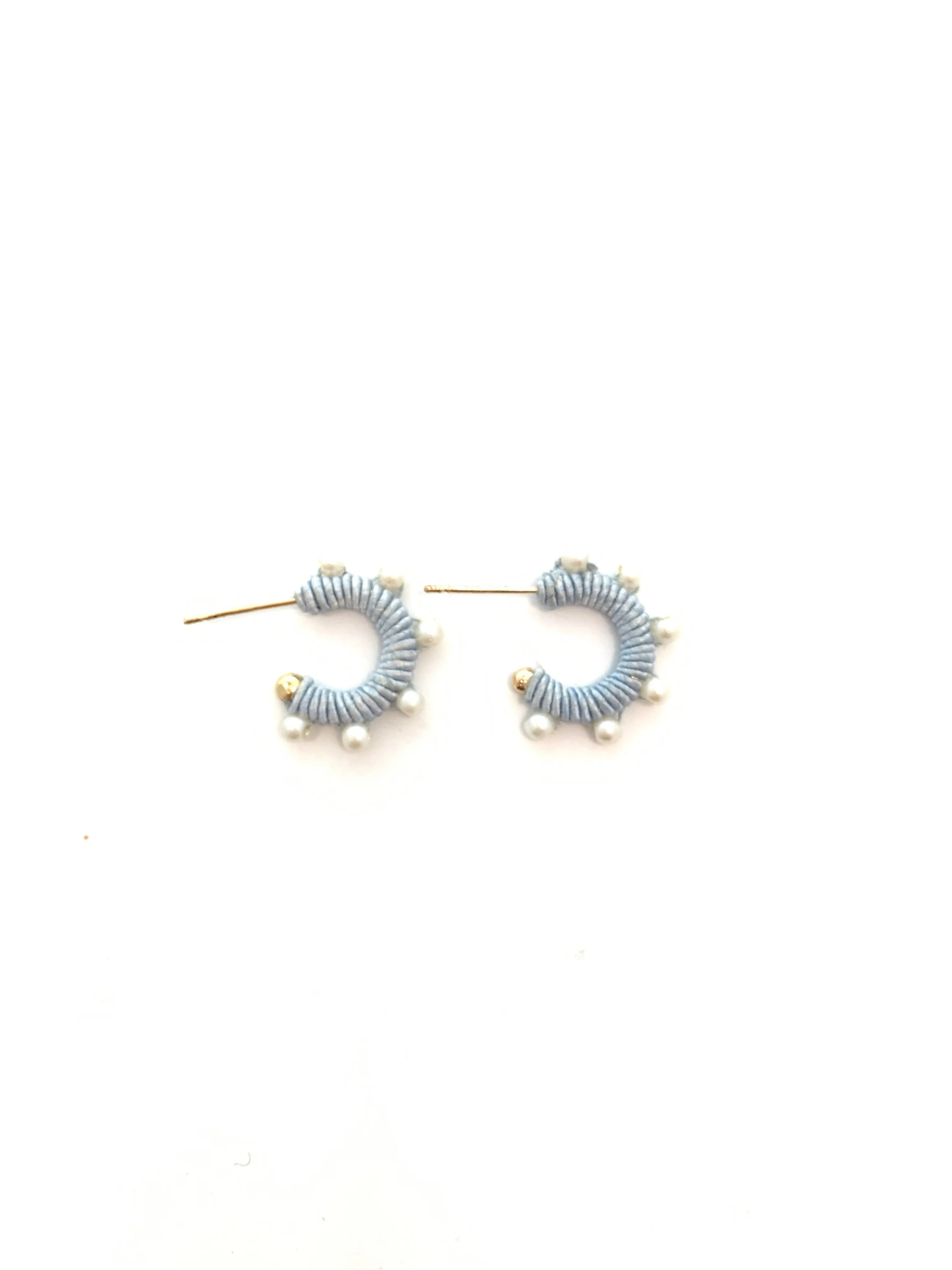 Corded Huggies with Pearls - Chambray Blue