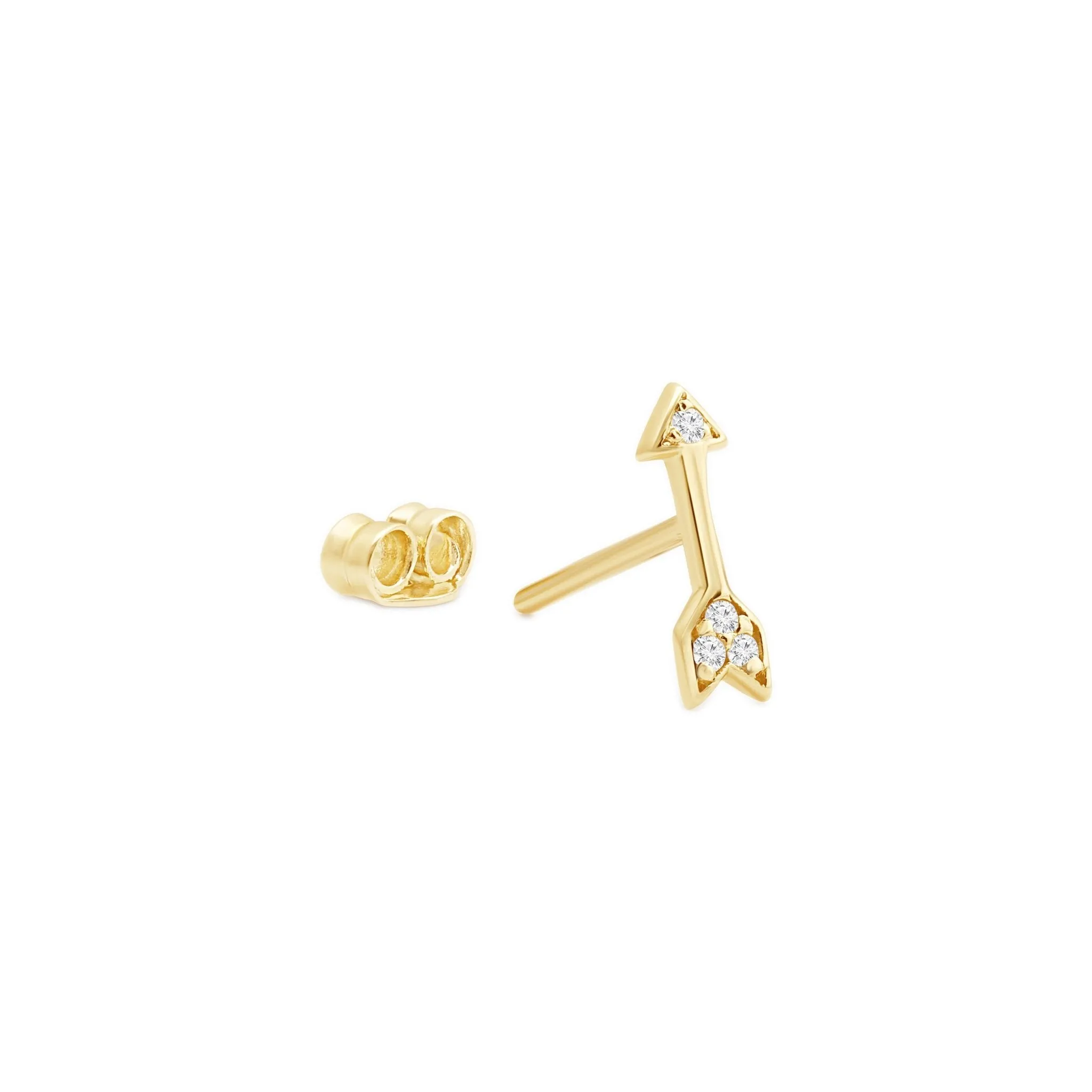 Diamond Pave Studded Cupid's Arrow Screw Back Stud
