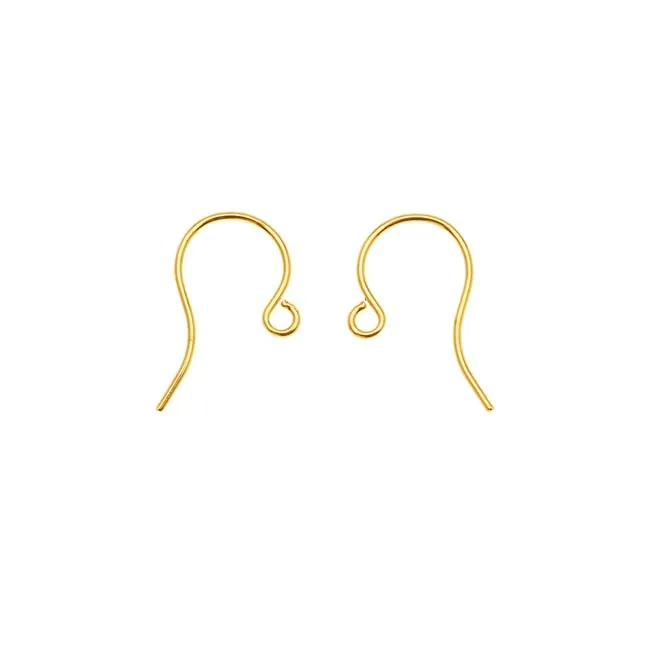 Earring Findings, French Wire Hooks 16mm, Raw Brass (50 Pieces)