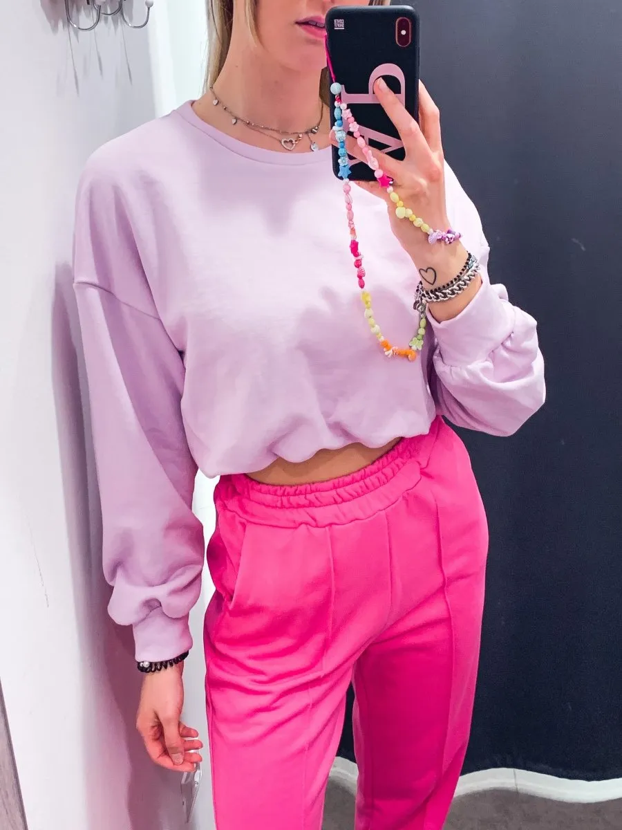 Felpa crop rosa