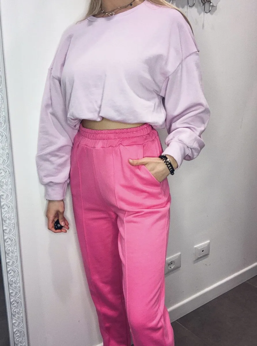 Felpa crop rosa