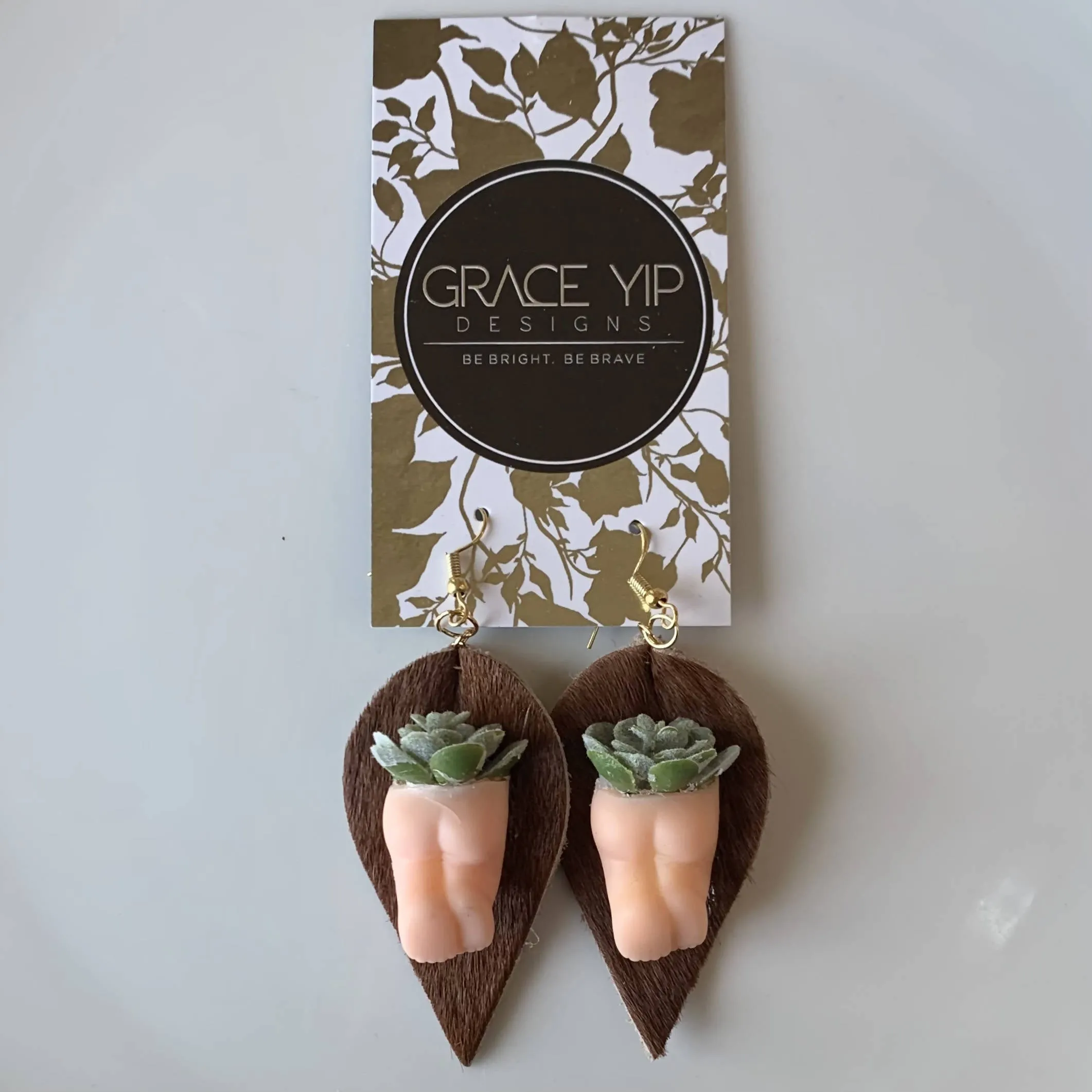Grace Yip Designs- Succulent Baby Butt earrings