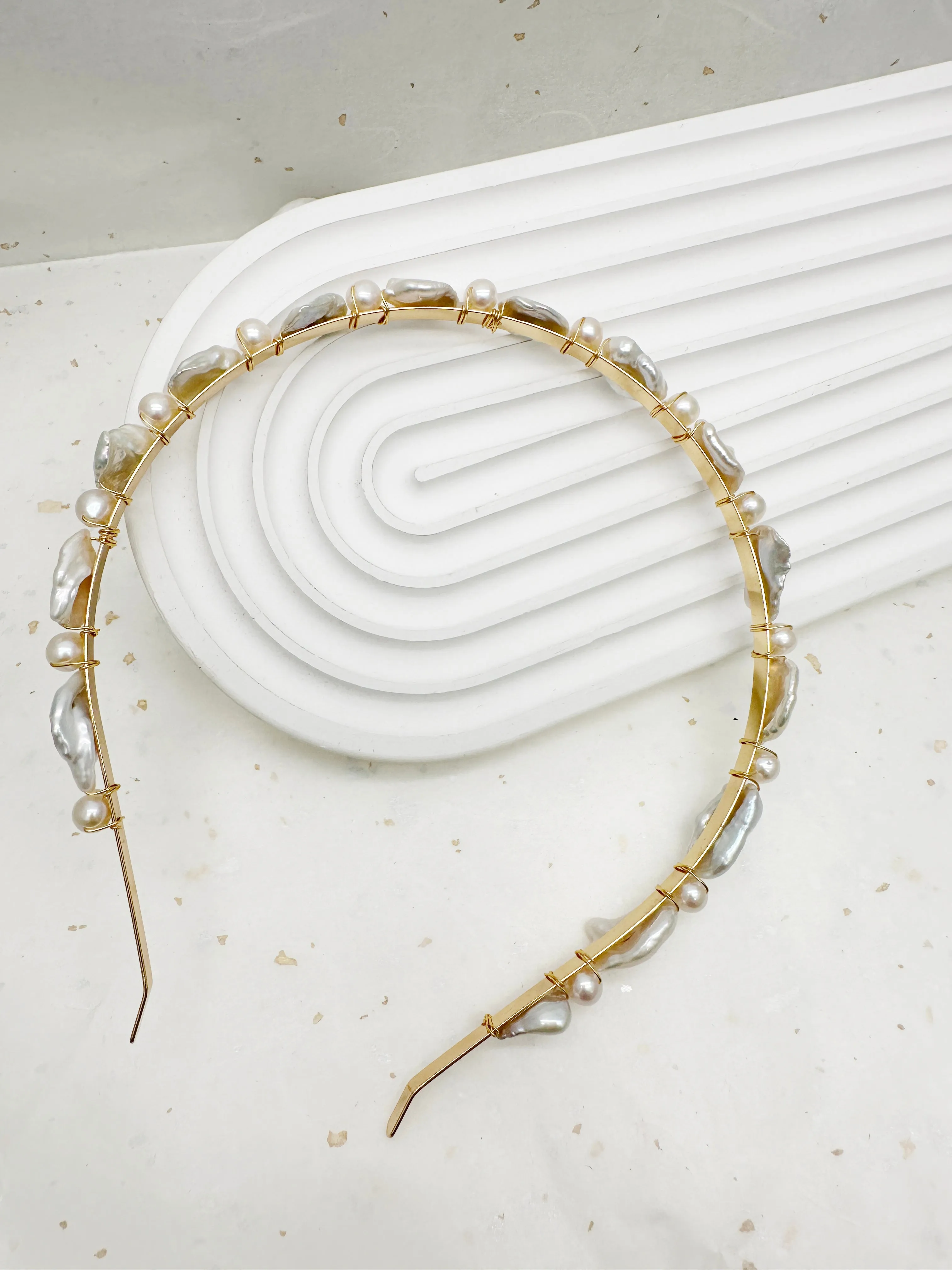 Irregular Freshwater Pearls Handcrafted Hair Band LH002