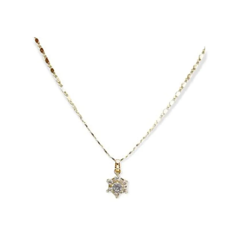 Iza hexagon clear stones pendant necklace in 18k of gold plated