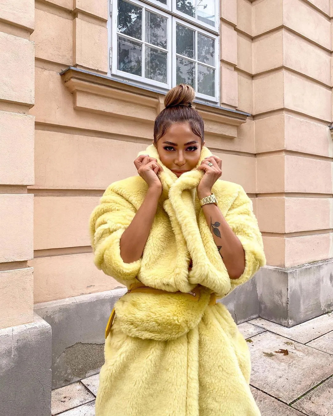 Jasmine Yellow Faux Fur Coat