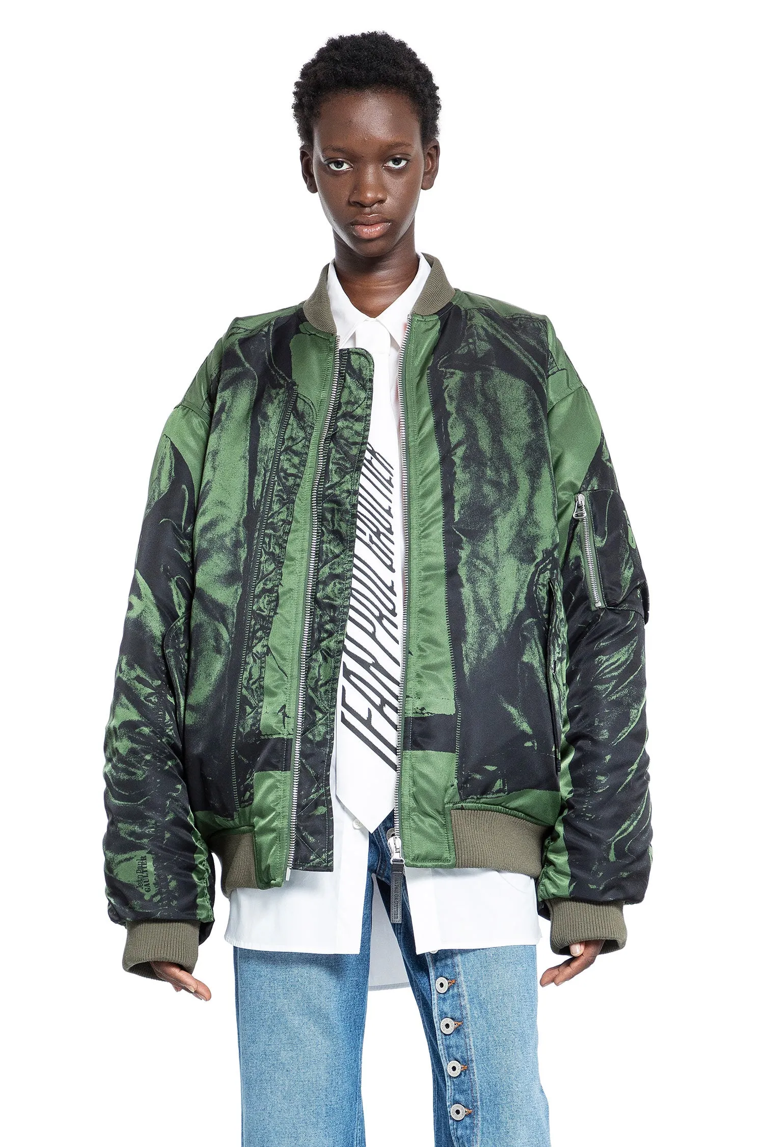 jean paul gaultier trompe l'oeil bomber printed bomber