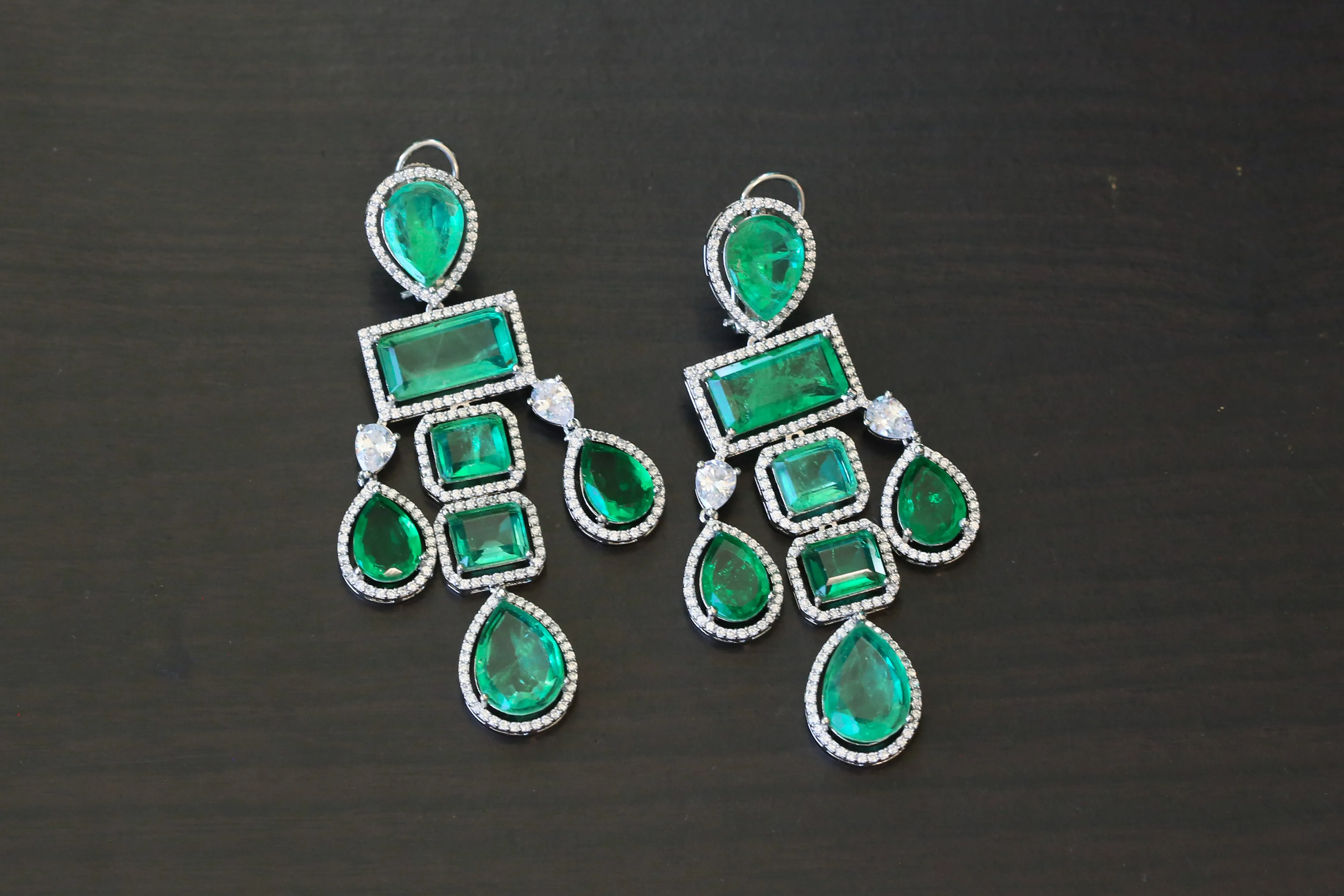 Large Premium Doublet Earrings - Emerald