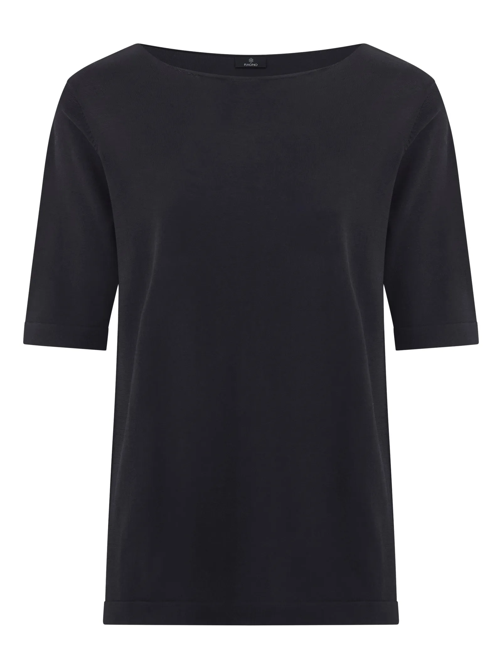 Maglia a manica corta in misto di viscosa crêpe - Nero