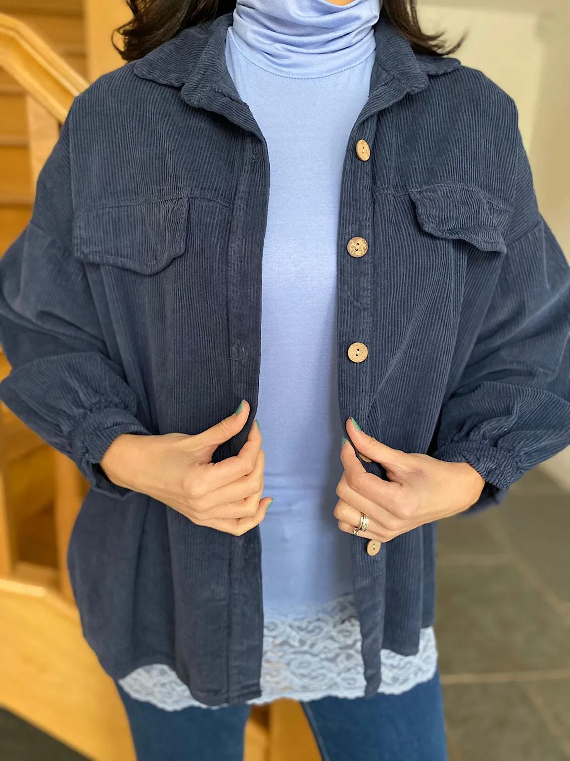 Navy Corduroy Shirt Bella