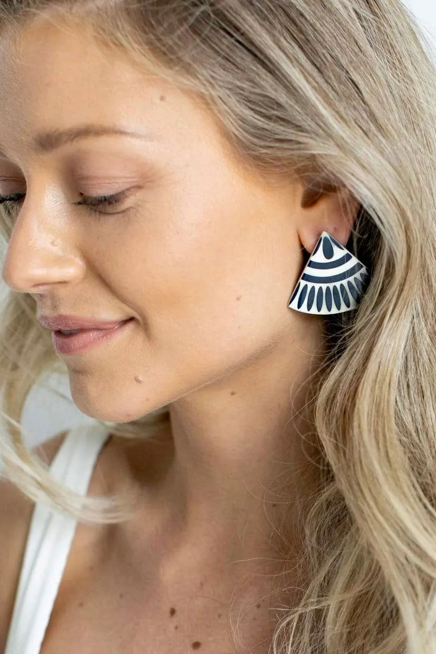 NAVY TILE EARRINGS