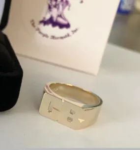 Personalized 14K Gold Two Initial Ring- 8mm