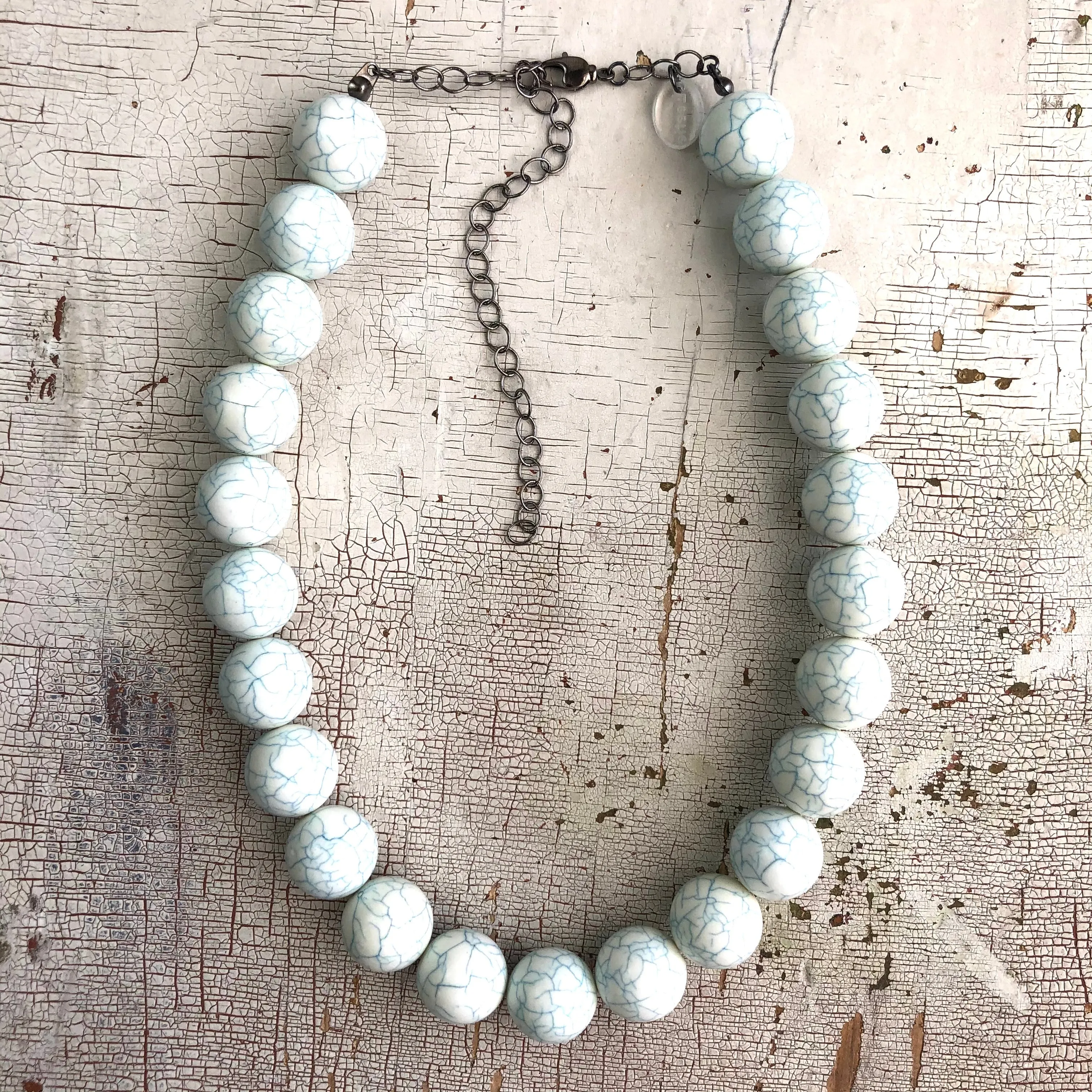 Robin's Egg Crackle Marco Necklace