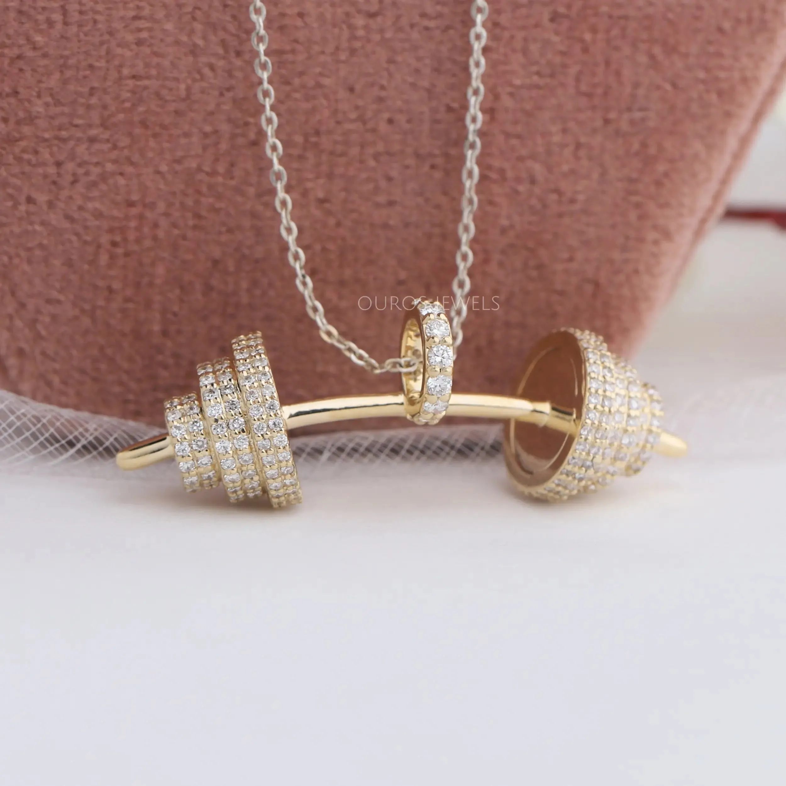 Round Cut Lab Grown Diamond Dumbbell Pendant