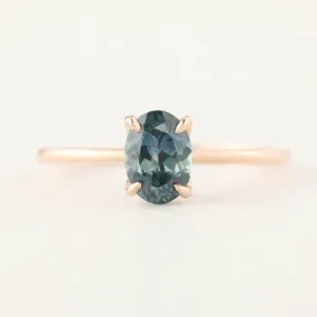 Sara Ring - 1.00ct Teal Blue Montana Sapphire, 14k Rose Gold (One of a kind)