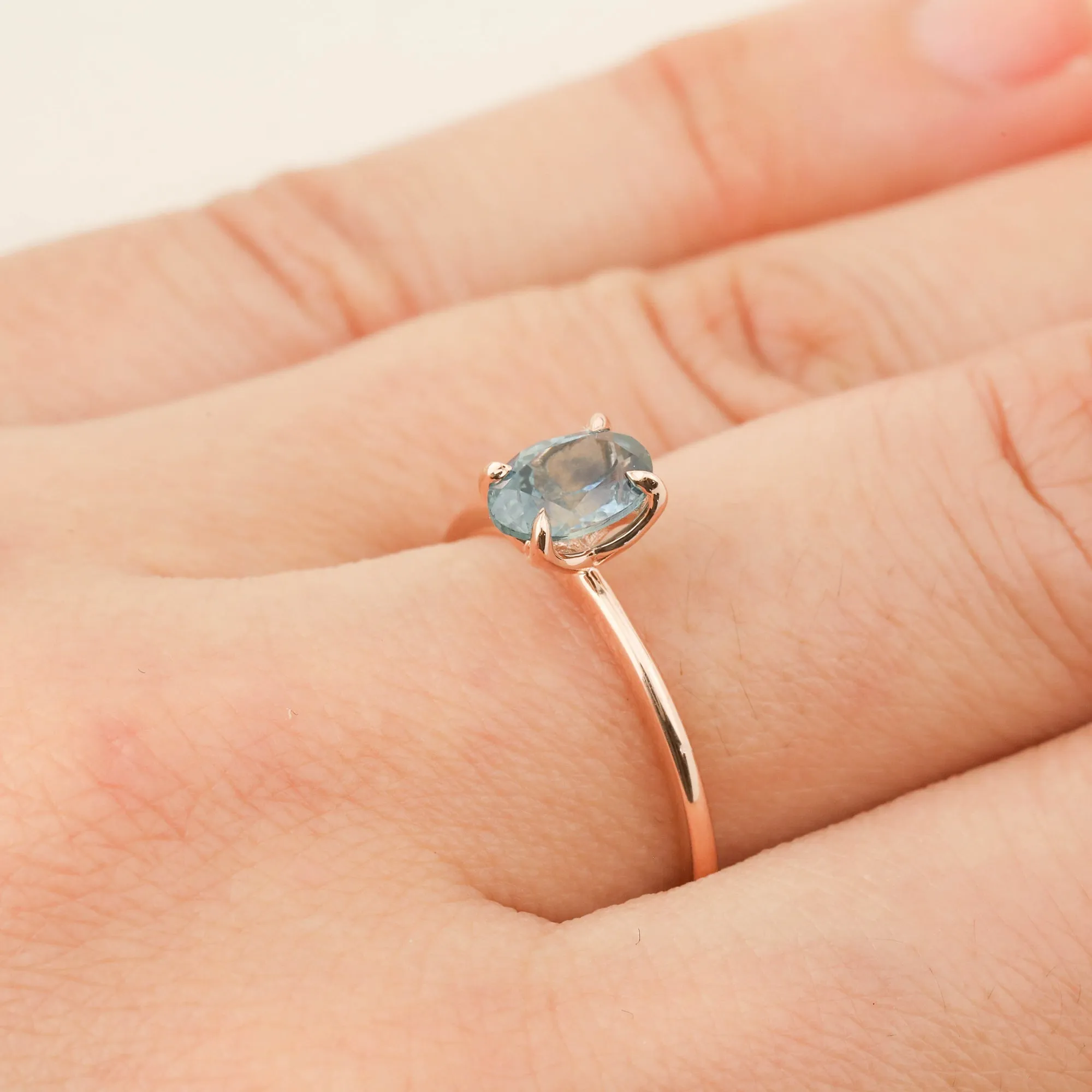 Sara Ring - 1.00ct Teal Blue Montana Sapphire, 14k Rose Gold (One of a kind)