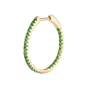 Small Inside Out Hoop - Tsavorite / 14k Yellow Gold