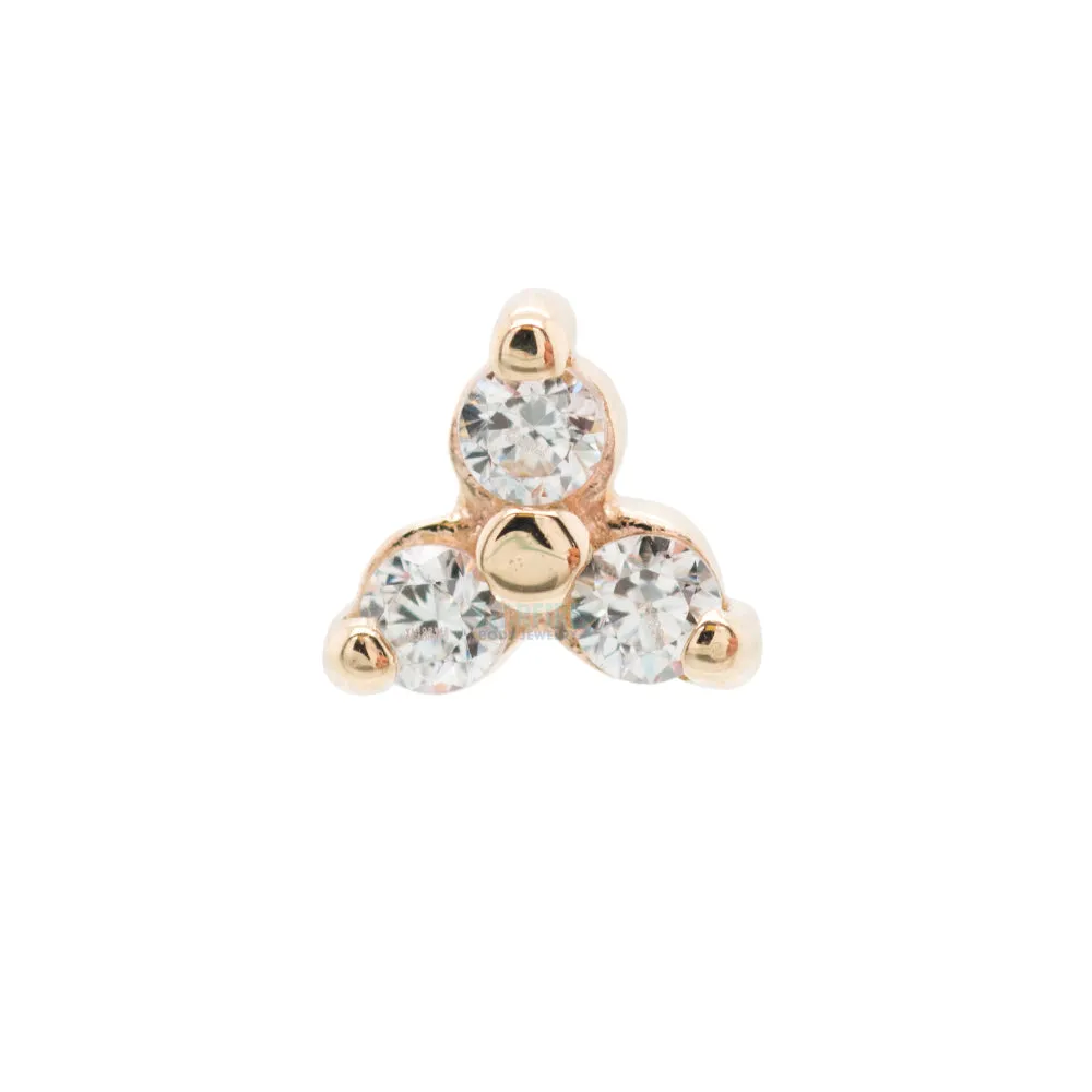 Tri Prong Cluster Nostril Screw in Gold with White CZ's